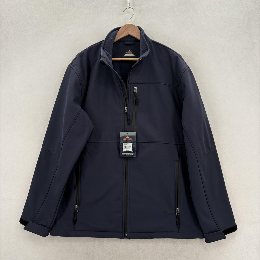 Ridgecut Softshell Jacket Mens Large Blue Fleece Lined Full Zip Outdoor Workwear